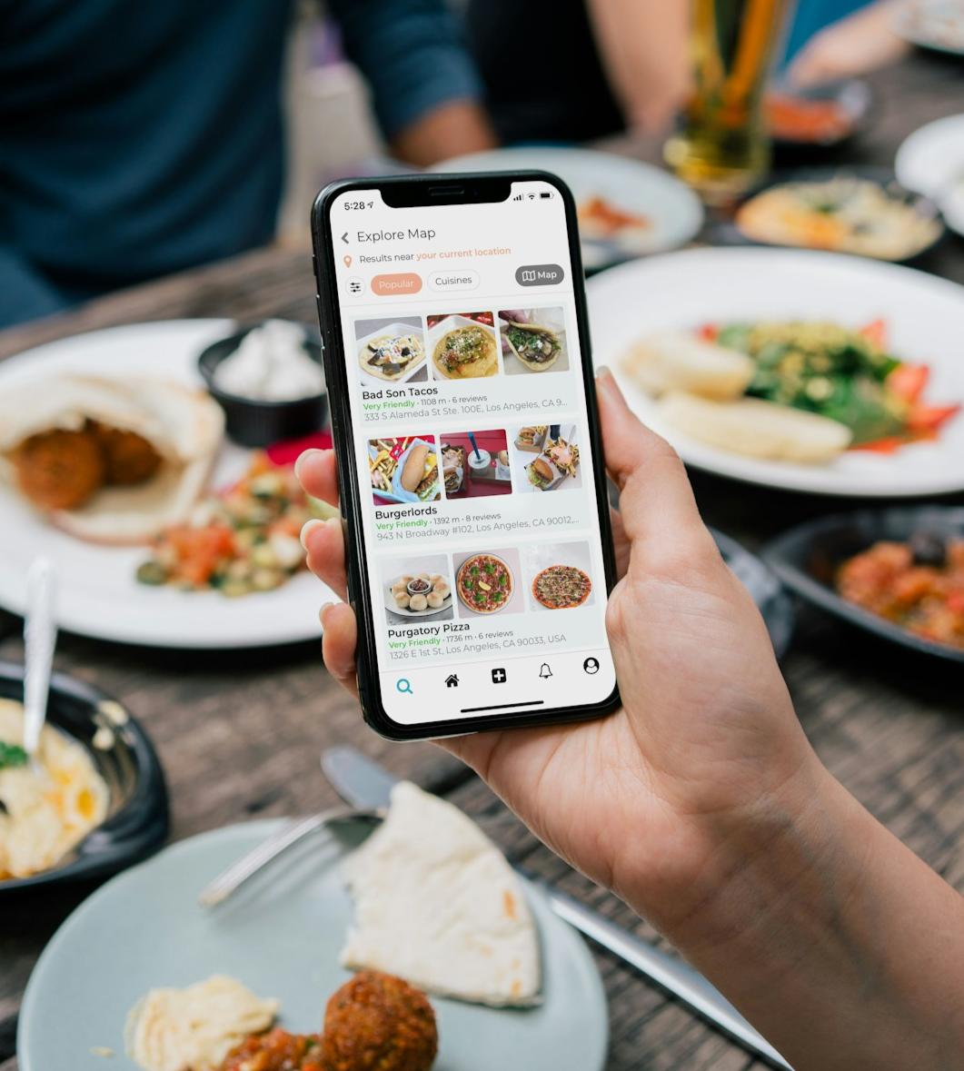 Digital menu on a cafe table